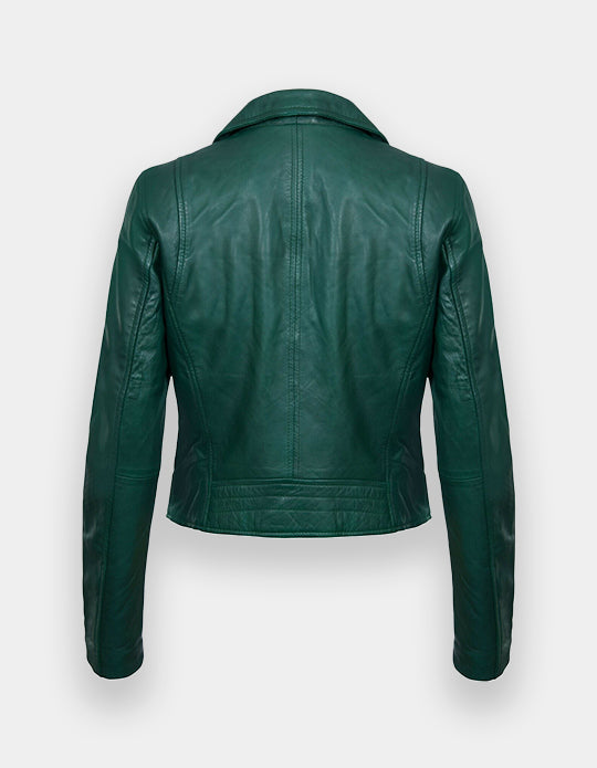 Women's Leather Jacket, New women's Green leather jacket made of 100% Original lambskin leather